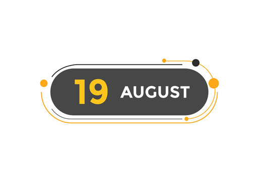 august 19 Calendar icon Design. Calendar Date 19th august. Calendar template 

