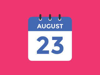 august 23 calendar reminder. 23th august daily calendar icon template. Vector illustration 
