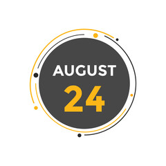 august 24 calendar reminder. 24th august daily calendar icon template. Vector illustration 
