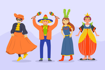 characters wearing italian carnival costumes