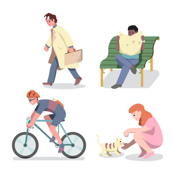 flat people doing things