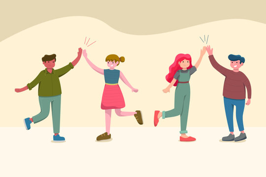 people giving high five illustration design