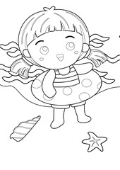 Kids at The Beach Theme Coloring Pages A4 for Kids and Adult