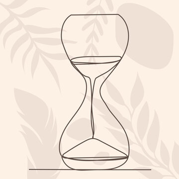 hourglass, time drawing by one continuous line