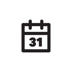 Simple 31st calendar icon, Vector outline icon on white background.