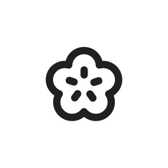 Simple plum flower icon, Vector outline icon on white background.	
