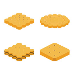 Set of biscuits - hand drawn isomeric vector illustration.