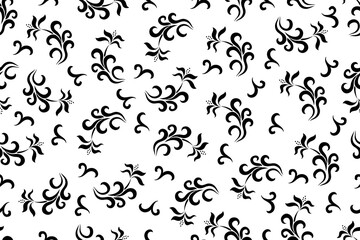 Traditional floral line art fabric clothes pattern design