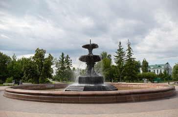 Fototapeta premium Russia Siberia views of the city of Omsk architecture fountain in summer