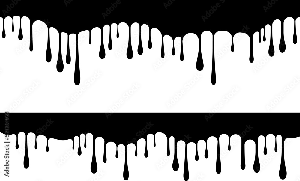 Sticker dripping liquid design elements. vector isolated borders with ink or paint flow down.