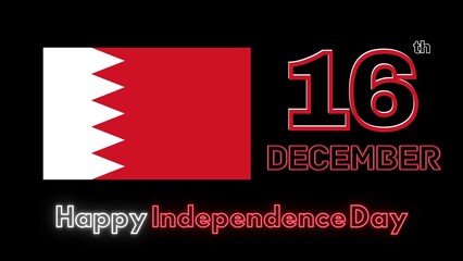 16th December Happy Independence Day of Bahrain.
Flag Colors Banner Design with Glowing Text and Flag.
Independence day Celebrations 2022