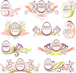 Set of easter floral frames