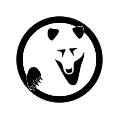 Bear logo, face and claw silhouette with white background