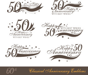 Anniversary 50th sign collection in classic style.