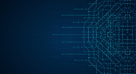 Circuit board. Motherboard. Blue technology background.