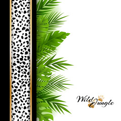 Tropical jungle background with jaguar pattern