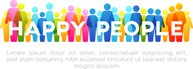 Social concept. Vector horizontal decoration element from colorful people icons