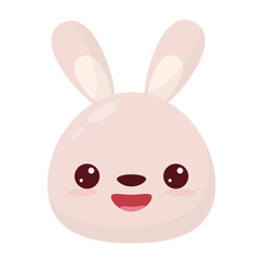 The head of a cartoon animal. Bunny head. Cute cartoon bunny