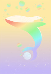 notes template bubbles whale rainbow
