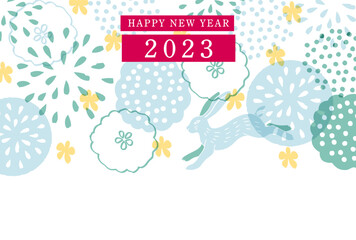 北欧風の年賀状テンプレート（2023年・卯年）