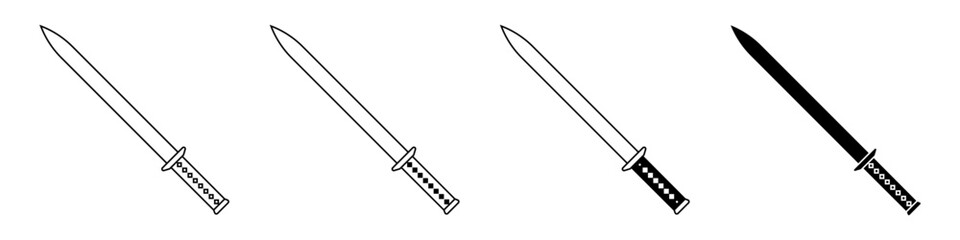 Sword icon vector set. saber illustration sign collection. weapon symbol. steel logo.