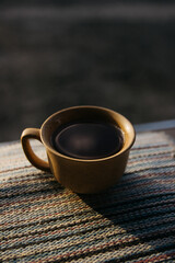 mug of coffee, tea on the background
