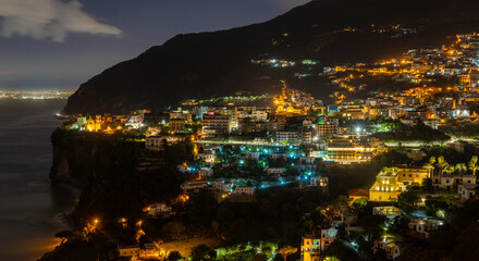 Night cityscape at Amalfi Coast near Sorento