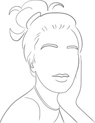 Line art woman vector hand-drawn illustration
