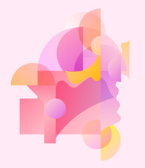 Abstract transparency geometric illustration. Art composition of flat colorful vector shapes.