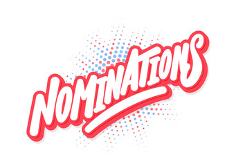 Nominations. Vector handwritten lettering word.