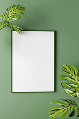 View room decor made up frame on a green. Mockup 3d render