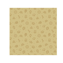 Vector seamless pattern with gold Japanese lucky charms
