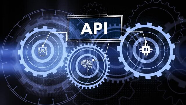 API - Application Programming Interface. Software development tool. Business, modern technology, internet and networking concept.