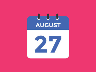 august 27 calendar reminder. 27th august daily calendar icon template. Vector illustration 
