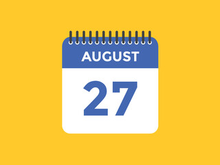 august 27 calendar reminder. 27th august daily calendar icon template. Vector illustration 
