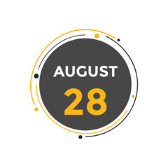 august 28 calendar reminder. 28th august daily calendar icon template. Vector illustration 
