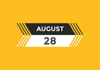 august 28 calendar reminder. 28th august daily calendar icon template. Vector illustration 
