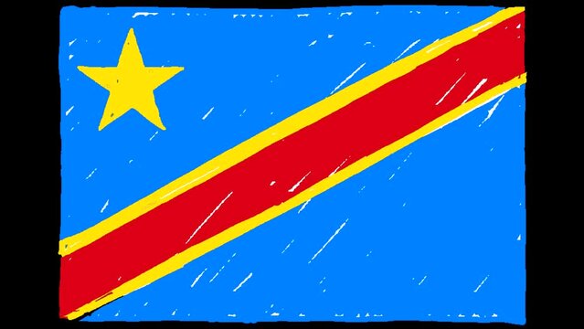 Democratic Republic of The Congo National Country Flag Marker or Pencil Sketch Looping Animation Video