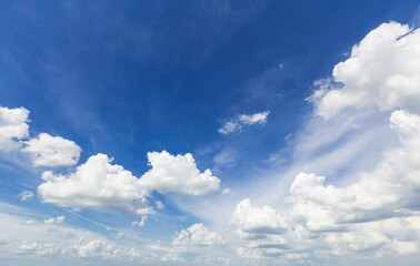 The Shot of white clouds on blue sky.