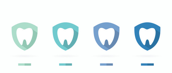 tooth shield icon logo vector set