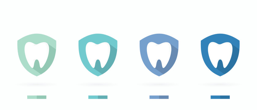 tooth shield icon logo vector set