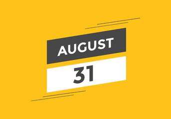august 31 Calendar icon Design. Calendar Date 31th august. Calendar template 
