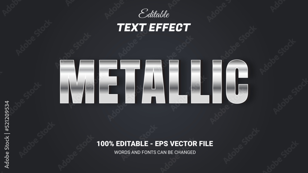 Wall mural metallic editable text effect 3d style