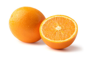 orange fruit.juice orange.cut in half isolated orange.orange.valencia orange.clipping path on white .
