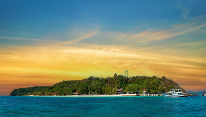 Panorama of Maiton Island at sunset. Phuket, Thailand