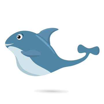 Big Blue fish cartoon icon vector illustration, editable image for animal theme