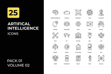 Artificial Intelligence icons collection. Set contains such Icons as ai, ai processer, and more