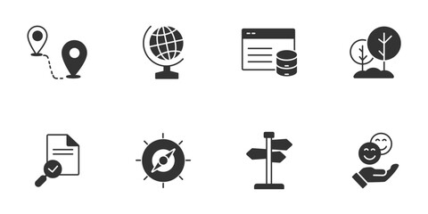 Geocaching icons set . Geocaching pack symbol vector elements for infographic web