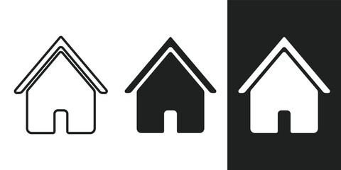 simple flat home, house icons in 3 form.