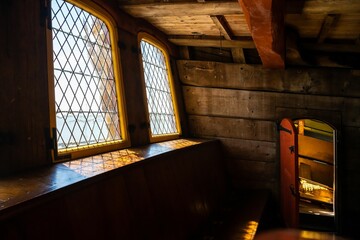 Inside cabin of the Dutch East cargo ship